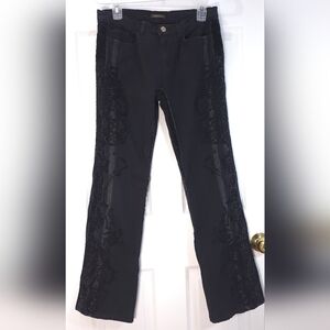 Roberto Cavalli Black Velvet & Embroidered Flare Jeans - Y2K Authentic 6